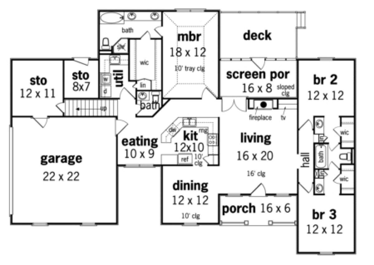 Floorplan 1 for House Plan #048-00092
