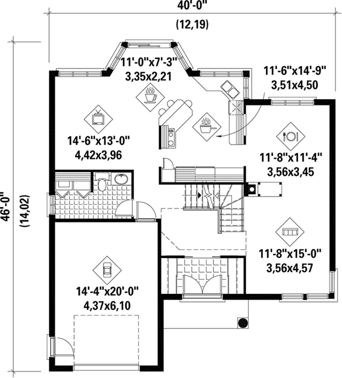 Main Floor Plan for House Plan #6146-00162