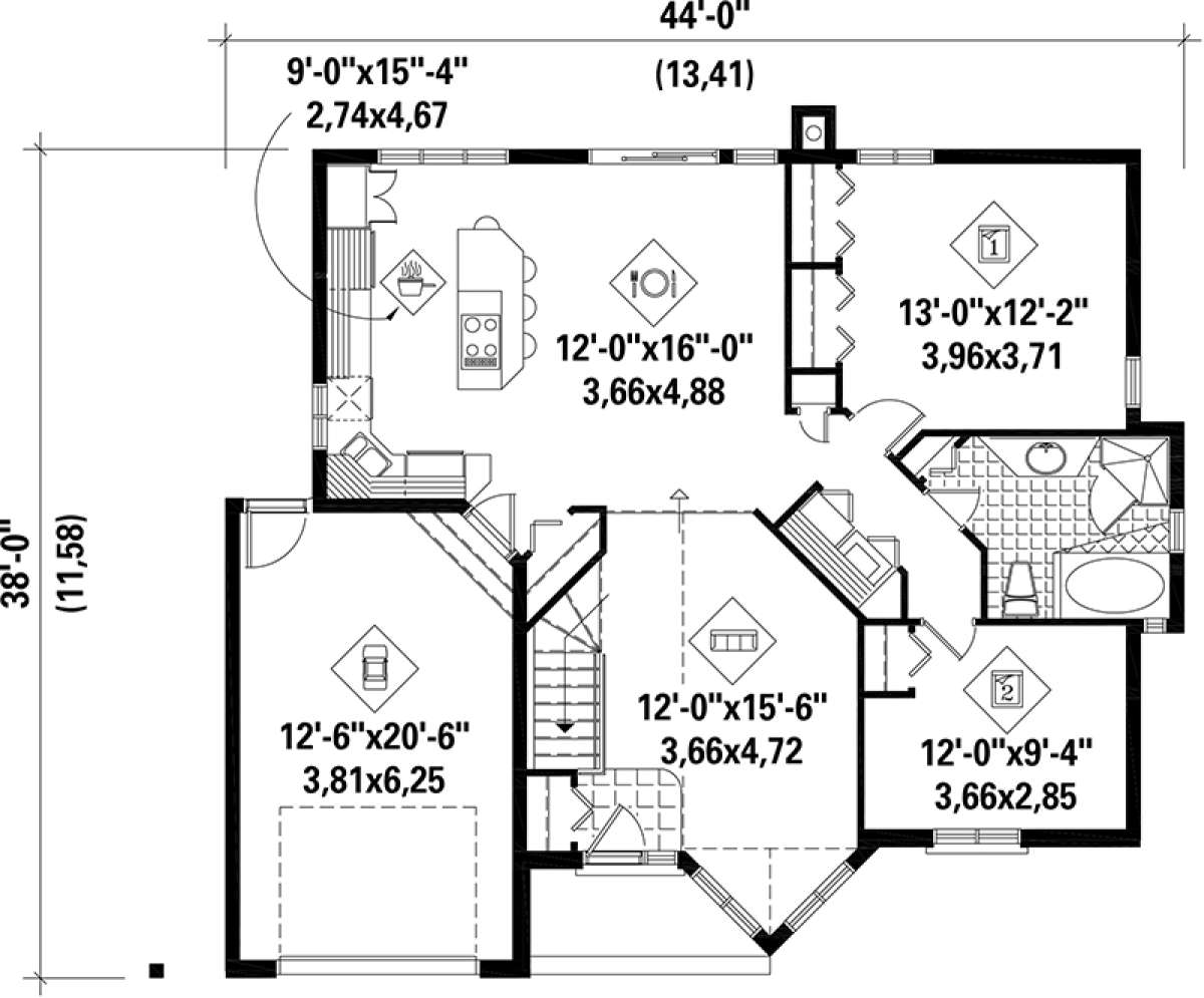 Main Floor Plan for House Plan #6146-00163