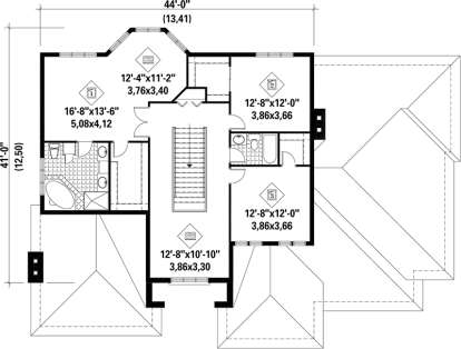 Upper Floor Plan for House Plan #6146-00164
