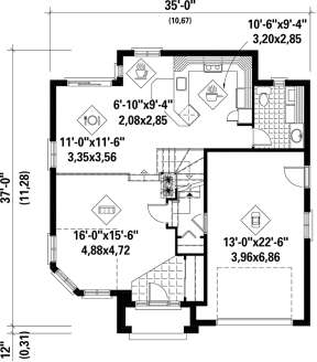 Main Floor Plan for House Plan #6146-00165