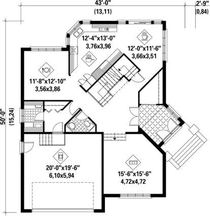 Main Floor Plan for House Plan #6146-00167
