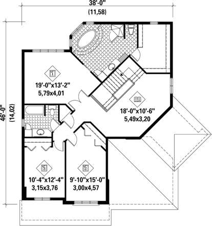 Upper Floor Plan for House Plan #6146-00167