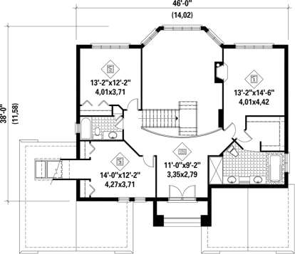 Upper Floor Plan for House Plan #6146-00170