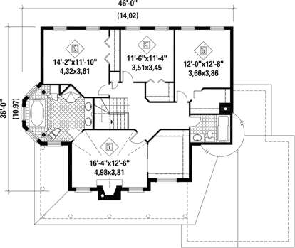 Upper Floor Plan for House Plan #6146-00173