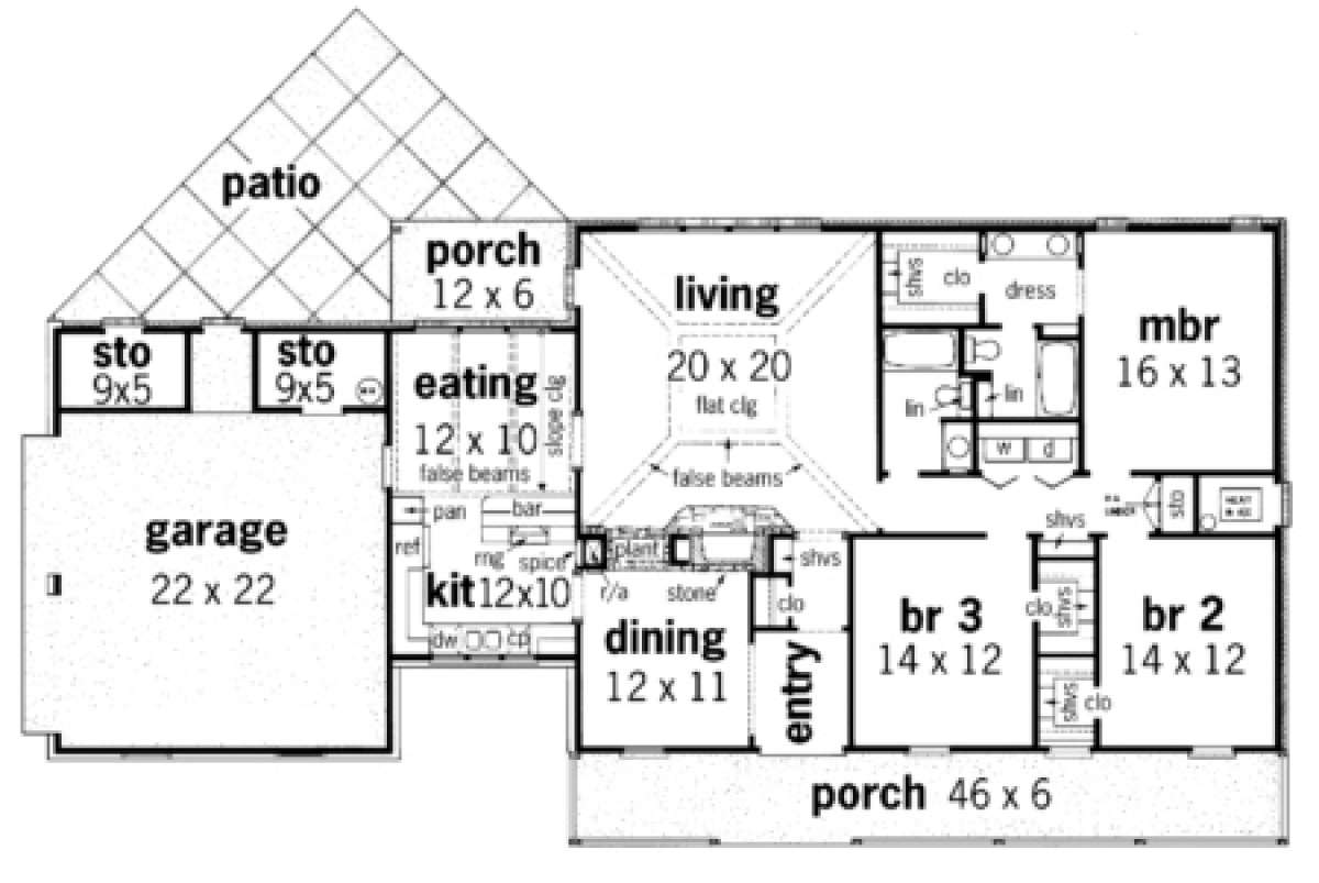 Floorplan 1 for House Plan #048-00094