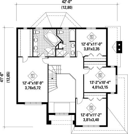 Upper Floor Plan for House Plan #6146-00179
