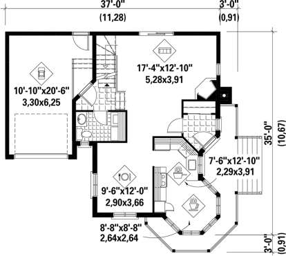 Main Floor Plan for House Plan #6146-00182