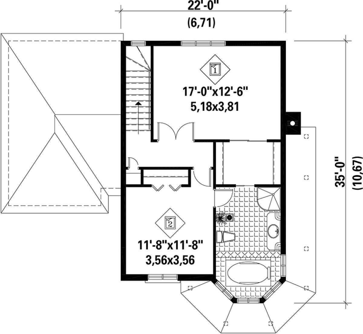 Upper Floor Plan for House Plan #6146-00182