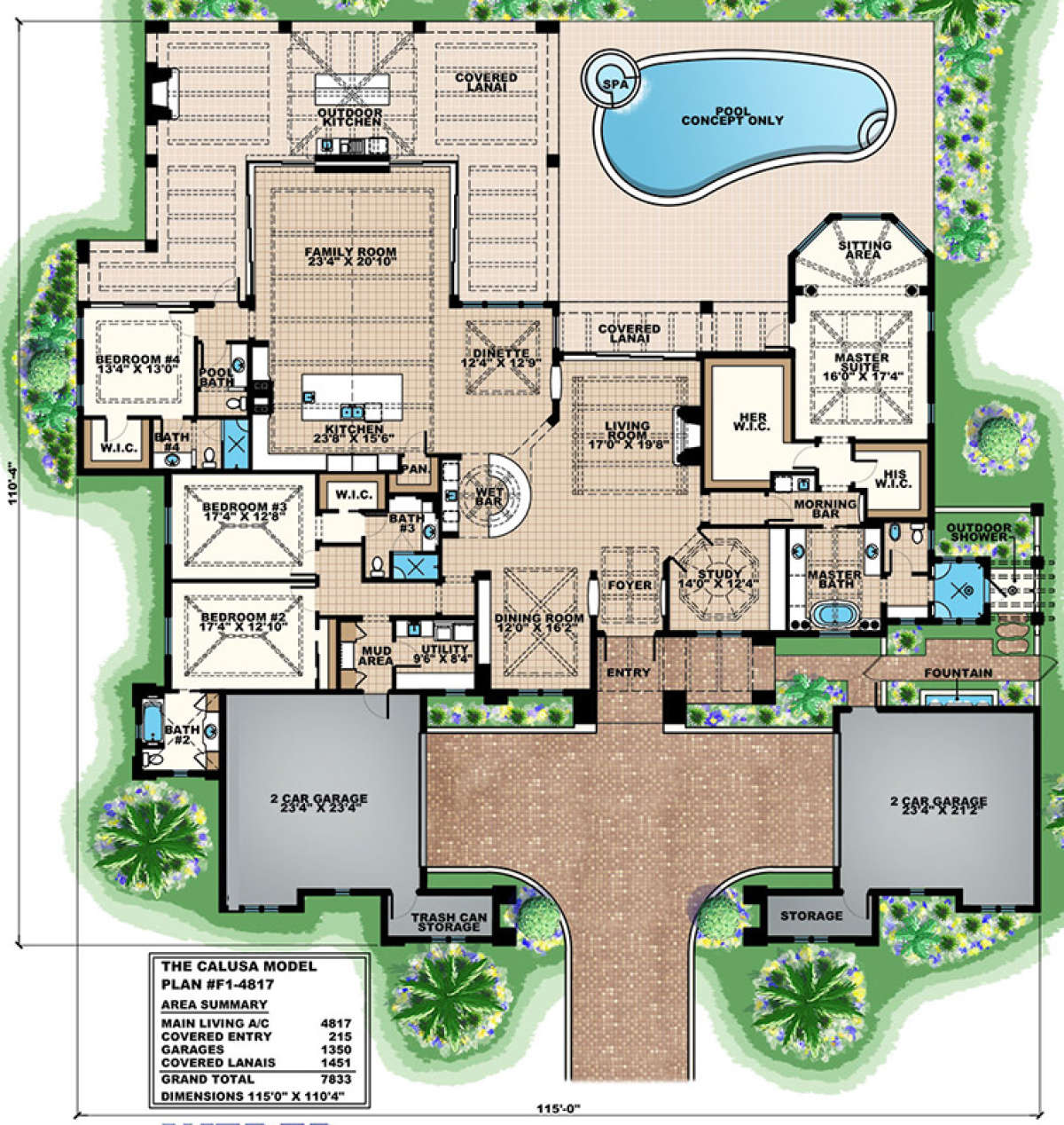 Luxury Plan: 4,817 Square Feet, 4 Bedrooms, 4.5 Bathrooms - 1018-00233