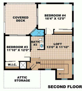 Upper Floor Plan for House Plan #1018-00234