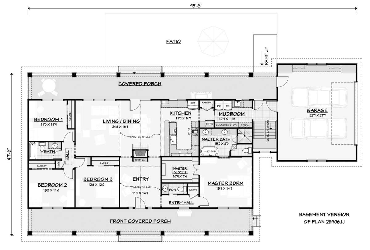 Main Floor w/ Basement Stair Location for House Plan #3125-00006