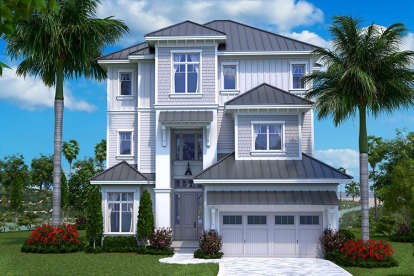 Coastal House Plan #1018-00241 Elevation Photo