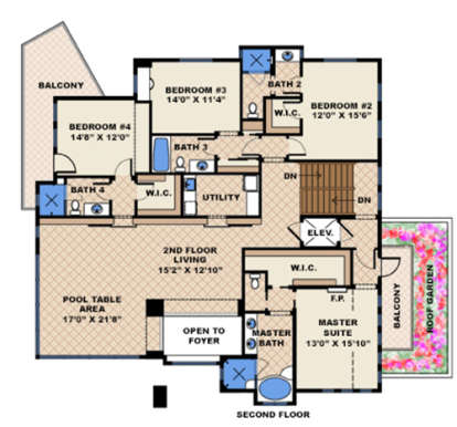 Upper Floor Plan for House Plan #1018-00243