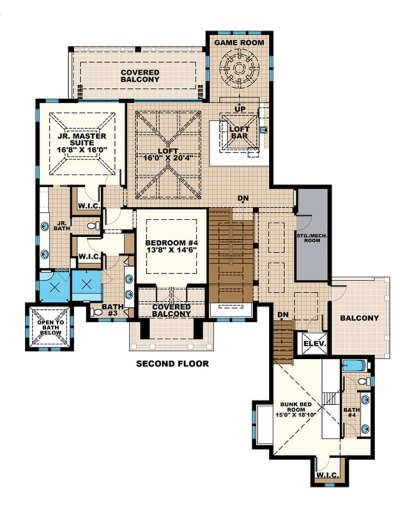 Upper Floor Plan for House Plan #1018-00244
