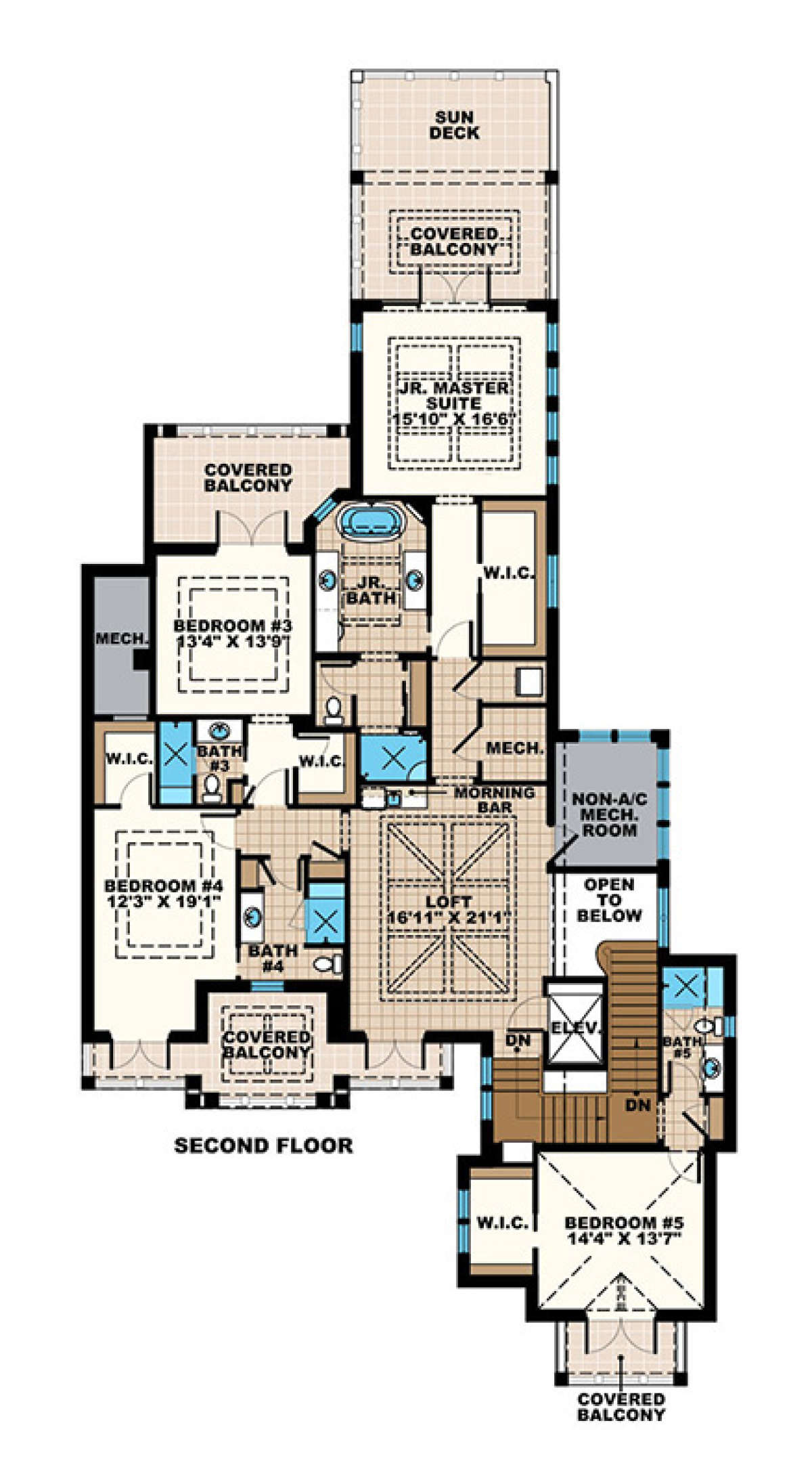 Upper Floor Plan for House Plan #1018-00246