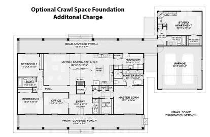 Main Floor w/ Optional Crawl Space Foundation for House Plan #3125-00008