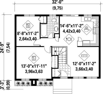Main Floor Plan for House Plan #6146-00184
