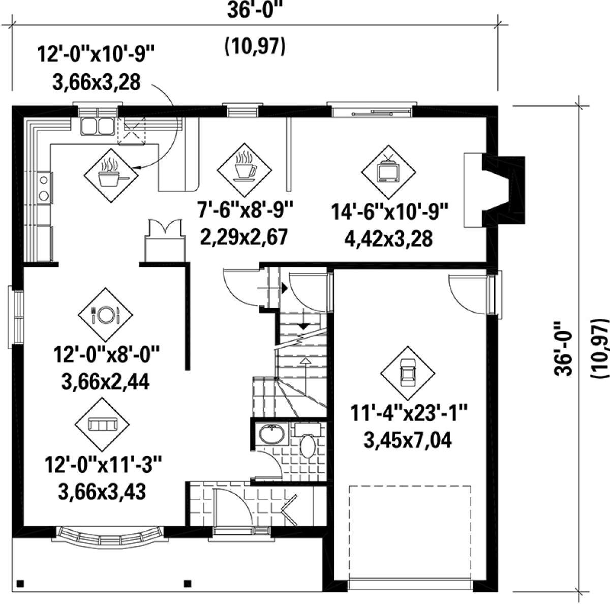 Main Floor Plan for House Plan #6146-00189