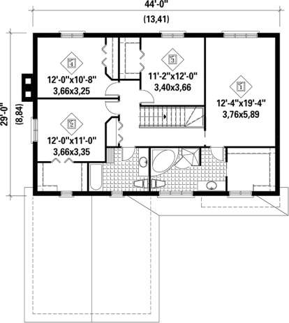 Upper Floor Plan for House Plan #6146-00191