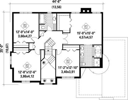 Upper Floor Plan for House Plan #6146-00192