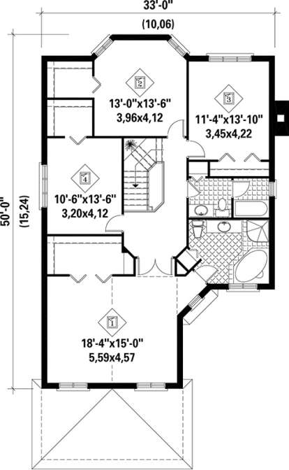 Upper Floor Plan for House Plan #6146-00193