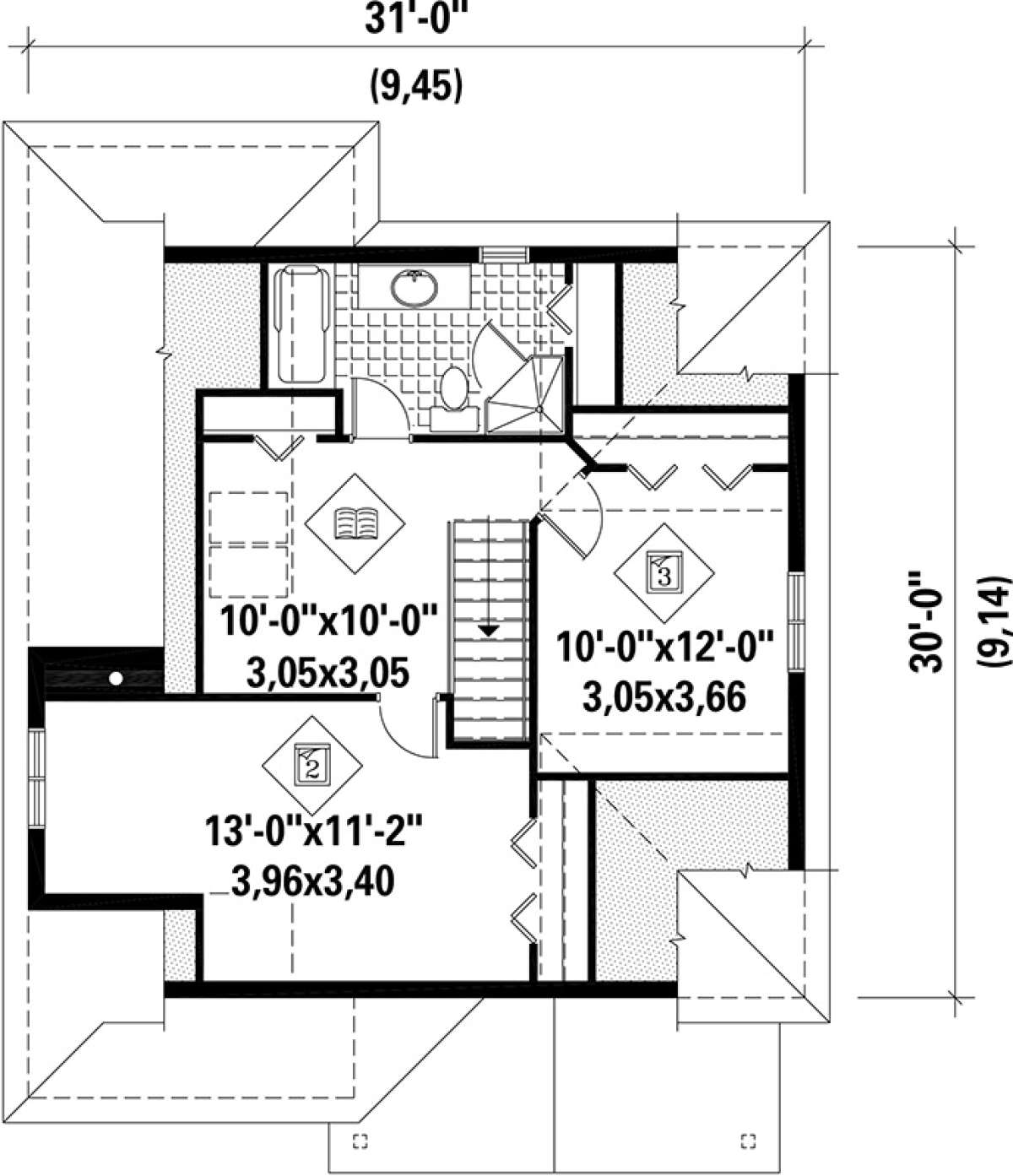 Upper Floor Plan for House Plan #6146-00194