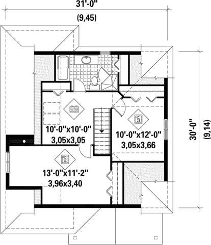 Upper Floor Plan for House Plan #6146-00194