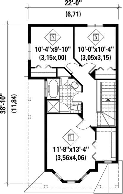 Upper Floor Plan for House Plan #6146-00195