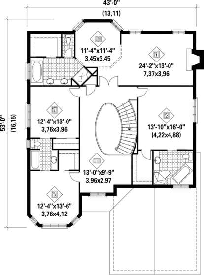 Upper Floor Plan for House Plan #6146-00196