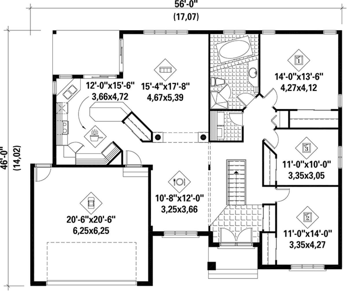 Main Floor Plan for House Plan #6146-00200
