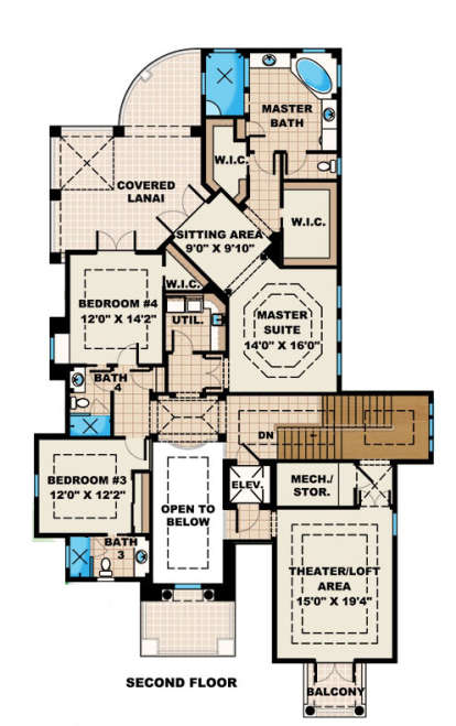 Upper Floor Plan for House Plan #1018-00251