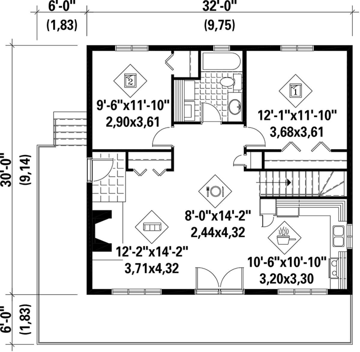 Main Floor Plan for House Plan #6146-00203