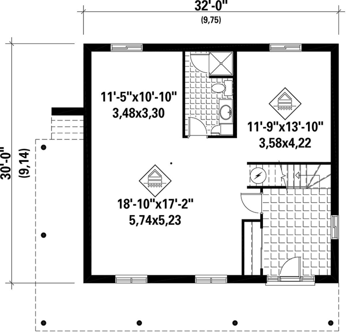 Basement Floor Plan  for House Plan #6146-00203