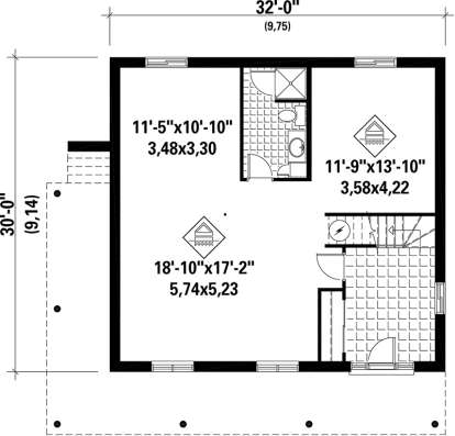 Basement Floor Plan  for House Plan #6146-00203