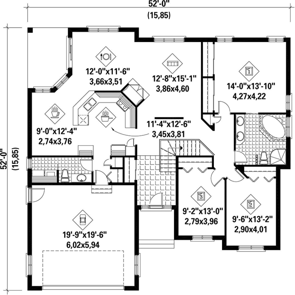 Main Floor Plan for House Plan #6146-00204