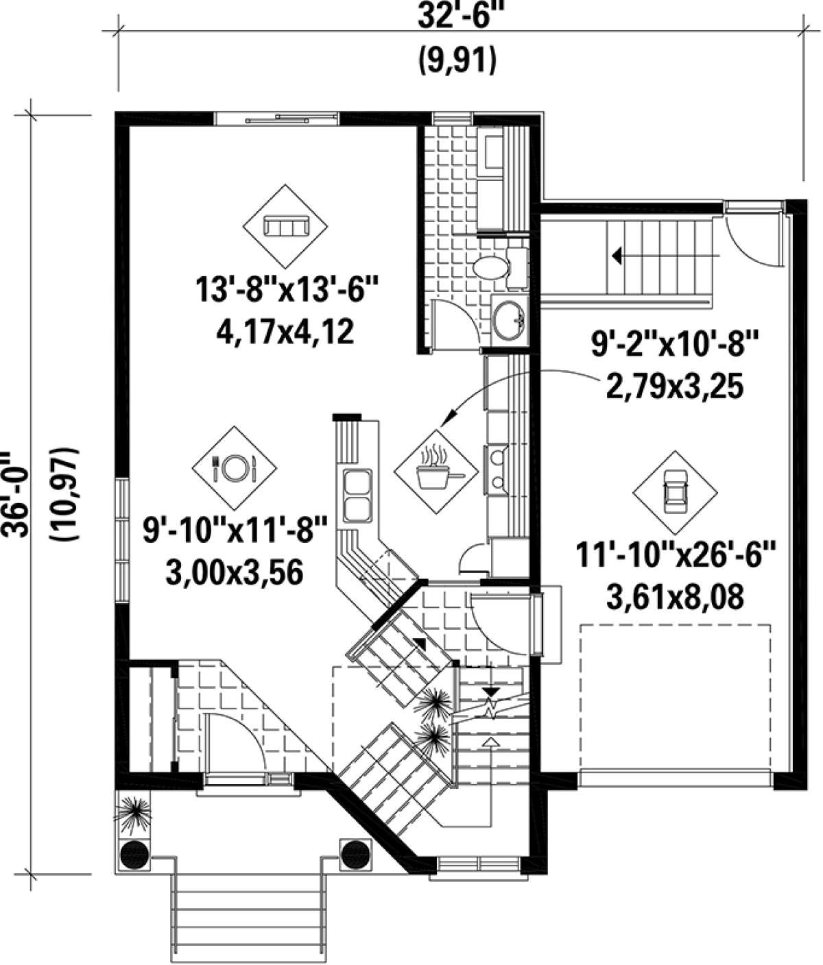 Main Floor Plan for House Plan #6146-00205