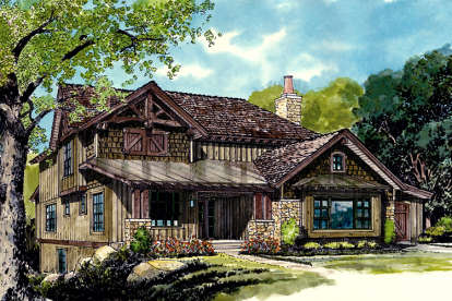 Mountain Rustic House Plan #1907-00027 Elevation Photo