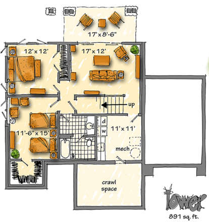 Basement Floor Plan for House Plan #1907-00028