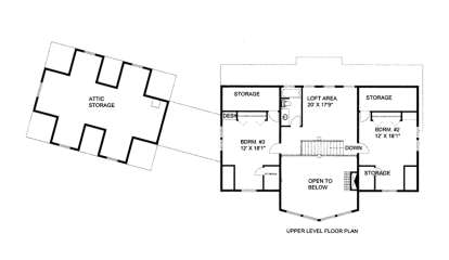 Upper Floor Plan for House Plan #039-00627