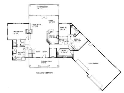 Main Floor Plan for House Plan #039-00628