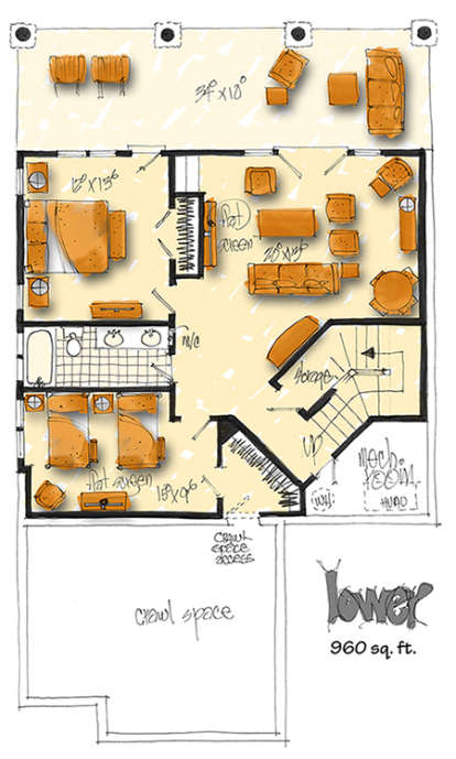 Basement Floor Plan for House Plan #1907-00029