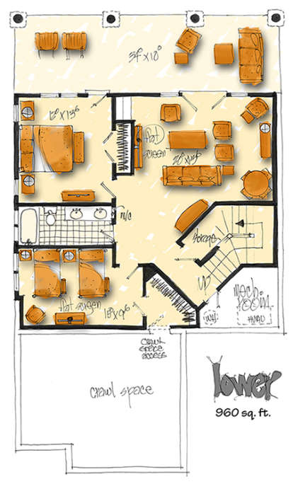 Basement Floor Plan for House Plan #1907-00030