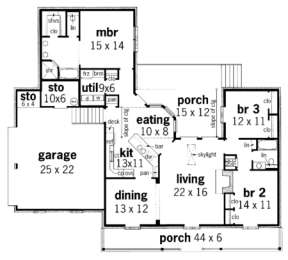 Floorplan 1 for House Plan #048-00098