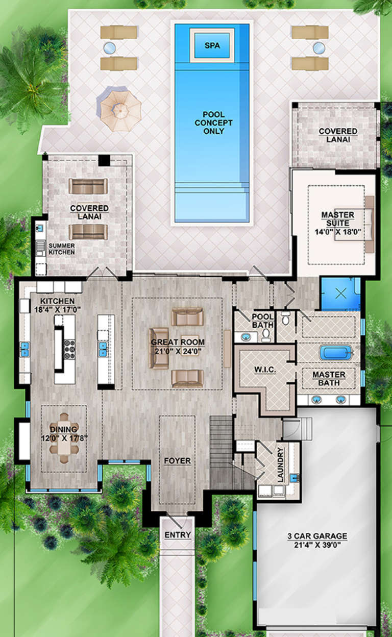 Mid Century Modern Plan - 3,730 Square Feet, 3 Bedrooms, 3.5 Bathrooms ...