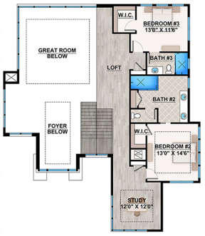 Upper for House Plan #207-00036