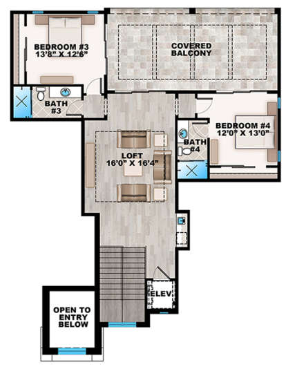 Upper for House Plan #207-00040