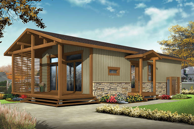 Narrow Lot House Plan #034-01073 Elevation Photo