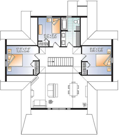 Upper for House Plan #034-01079