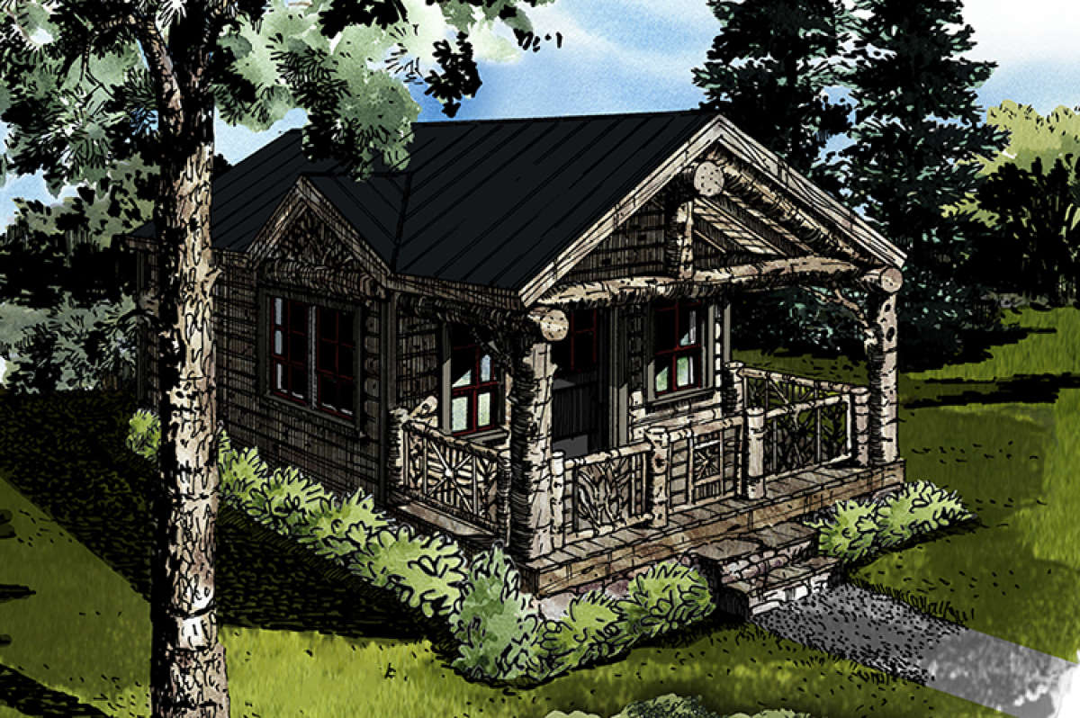 Cabin Plan - 216 Square Feet, 1 Bedroom, 1 Bathroom | Floor Plan  #1907-00037 | America's Best House Plans, image size:1200x798